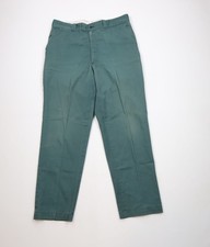 Vintage 60s 70s Big Mac Mens 36x32 Distressed Workwear Mechanic Pants Green USA