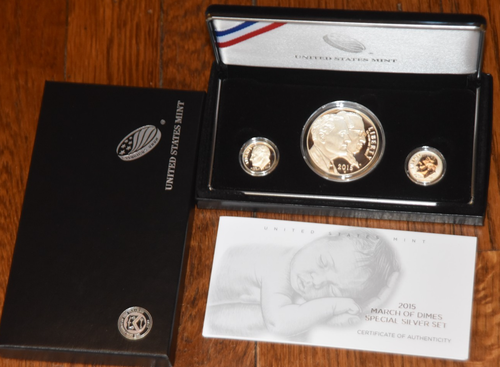 2015 MÄRZ der Groschen 3 Kursmünzensatz 0,10 Reverse Proof STICHTAG Silber Dollar OGP