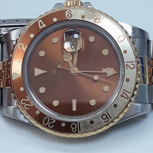Rolex GMT Master II 40mm Root Beer Steel 18K Yellow Gold Watch 16713 X Series 91 - Picture 2 of 12
