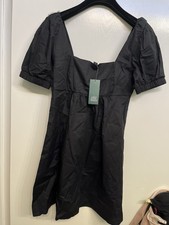 WILD FABLE SEXY HUGE SCOOP NECK BLACK COTTON COMFY RUCHED WORK PARTY DRESS NWT