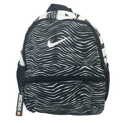 Nike Brasilia Just Do It Zebra Printed Mini 11L Backpack DM1884-010  Black/White