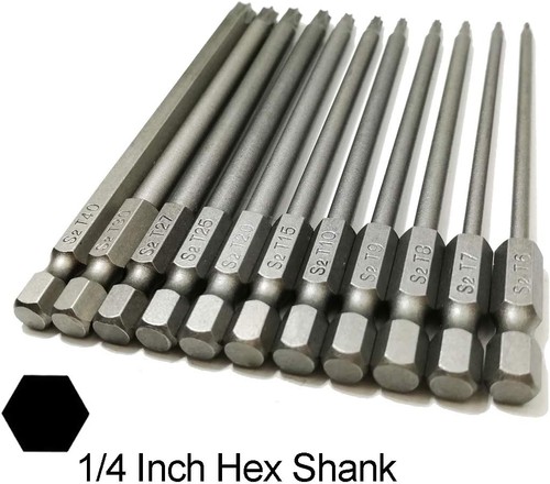 Long Torx Security Head Screwdriver Drill Set 1/4 11pcs Head(100mm))  - Picture 3 of 7
