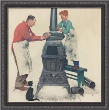 Norman Rockwell The Apprentice 1958 Vintage Oil Painting Canvas Brown & Bigelow