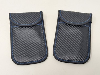 Carbon Fiber Signal Blocking Pouch Car Key Fob Protector Faraday Bag - Lot of 2