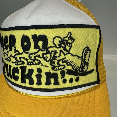 Vintage 80's 'KEEP ON TRUCKIN' Snapback Trucker Hat Foam NOS Grateful Dead - Picture 2 of 7