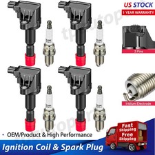 4X OEM Ignition Bobinas & 4X Iridium Spark Plugs For 2006-2008 Honda Fit 1.5L UF