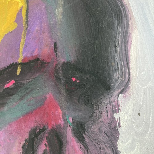 Vintage Original Oil Painting Beat Artist Collection Skull Demon -Signed 1967 - Picture 8 of 11