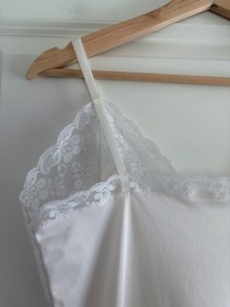 Vintage Babydoll Slip Dress 34 S M Nylon Antron III Satin Lace Coquette Feminine