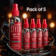 5 Packs Simply Stylin Light Silk Hair Spray Anti Frizz Straight Without Caps