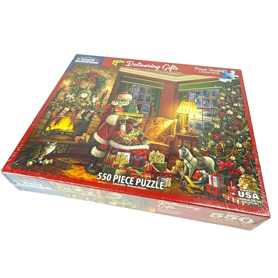 Santa Claus Christmas Puzzle White Mountain 550 pc Jigsaw Delivering Gifts New - Image 3 of 4