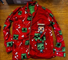 Minecraft Pajama Set Kids small 6/7 unisex - red Christmas boys girls Steve
