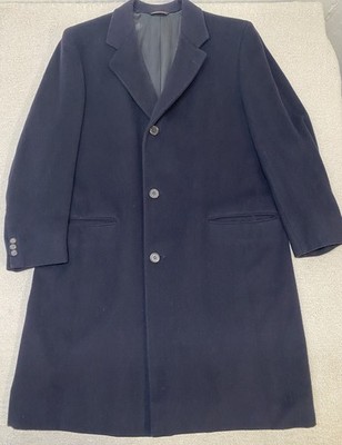 Cricketeer Wool Over Coat Men s Button Up Collared Trench Pockets