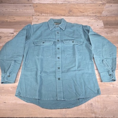 Vintage Gander Mountain Shirt Mens M Blue Button Up Heavy Cotton USA 90s