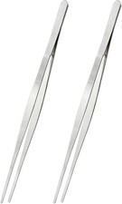 2Pcs Stainless Steel Kitchen Tweezers, 12-Inch Culinary Fine Tweezer Tongs Food.