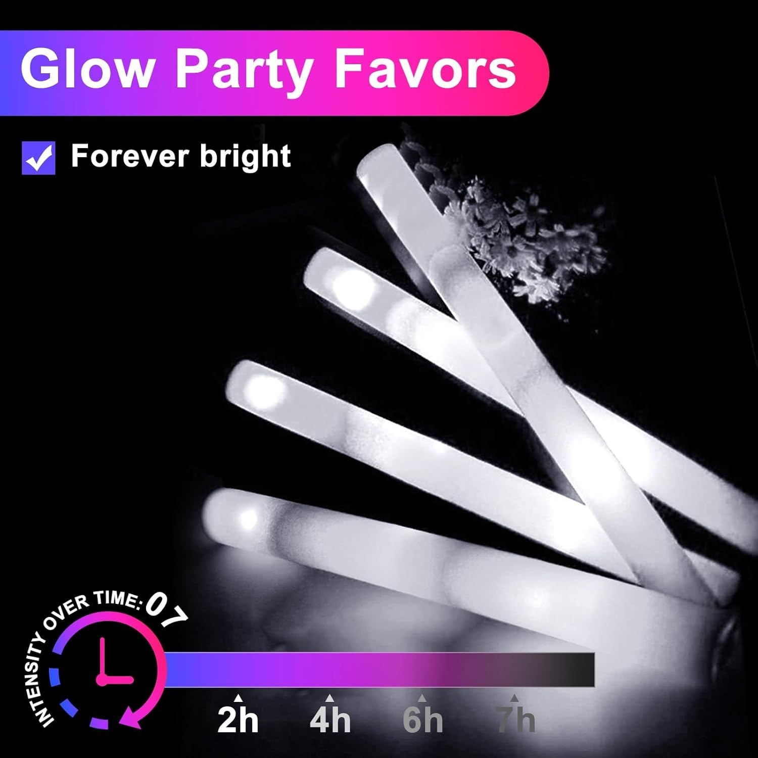 100PCS LED Foam Sticks Light Up Wands Rally Flashing Glow Party Rave