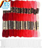 Derayee Rot 14 Farben Je 8 Meter Stickgarn Set,KreuzstichfäDen FüR Sticken,Baste