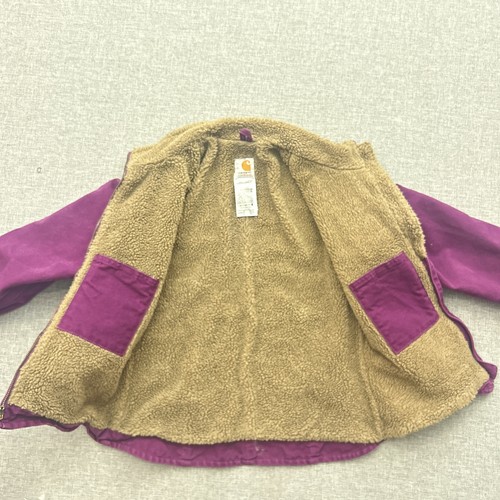 Carhartt Jacket Women XS WJ022 BGP Purple Sherpa Lined Chore Workwear Western - Picture 9 of 11