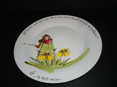 La Petite Maison large platter L'Amitie est semer des Fleurs pour que la vie soi