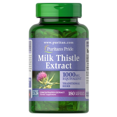 #ad Puritan#x27;s Pride Milk Thistle 4:1 Extract 1000 mg Silymarin 180 Softgels $11.19