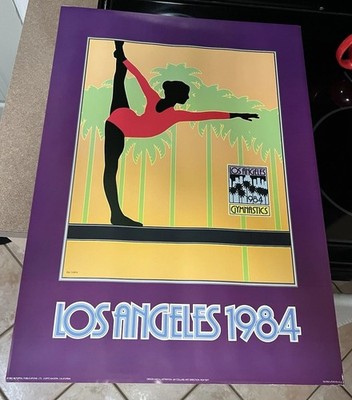 1984 Los Angeles Olympics Purple Unframed Gymnastics Poster - Jay Collins