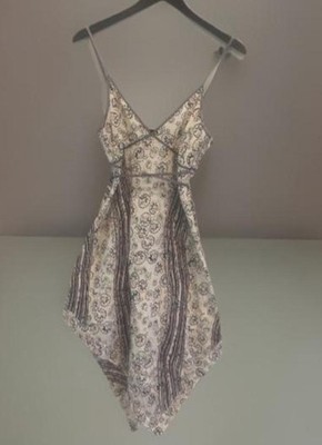 NWOT Vintage Y2K DKNY Jeans Abstract Print Handkerchief Hem Cami Dress Size 7 