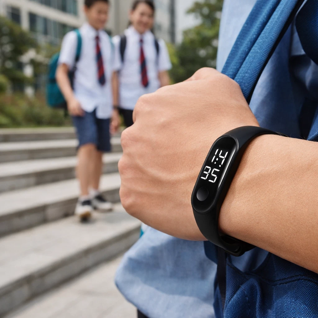 Lifestyle image of LED watch worn on wrist
