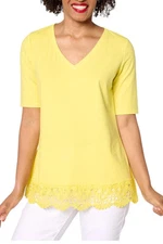 Attitudes by Renee Women's Knit Short Sleeve Top w/ Lace Hem Mimosa