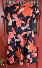Vince Camuto Women's Navy Blue Coral Floral Short Sleeve Mini Dress Size 6 NWOT