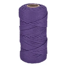 5/32" 328 Feet Macrame Cord, Cotton Cord Rope String 4 Strands Dark Purple