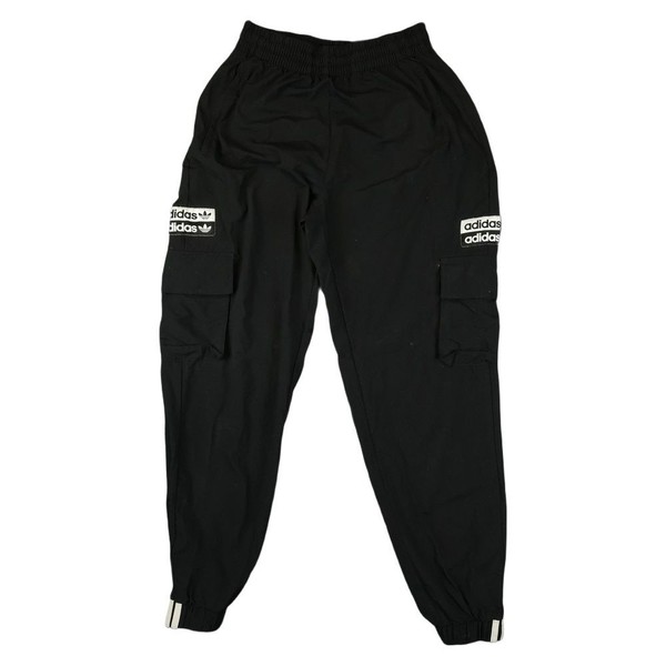Adidas Pants Women 8 Black Originals Cargo Jogger Elastic Waist Zip Ankle Size 8