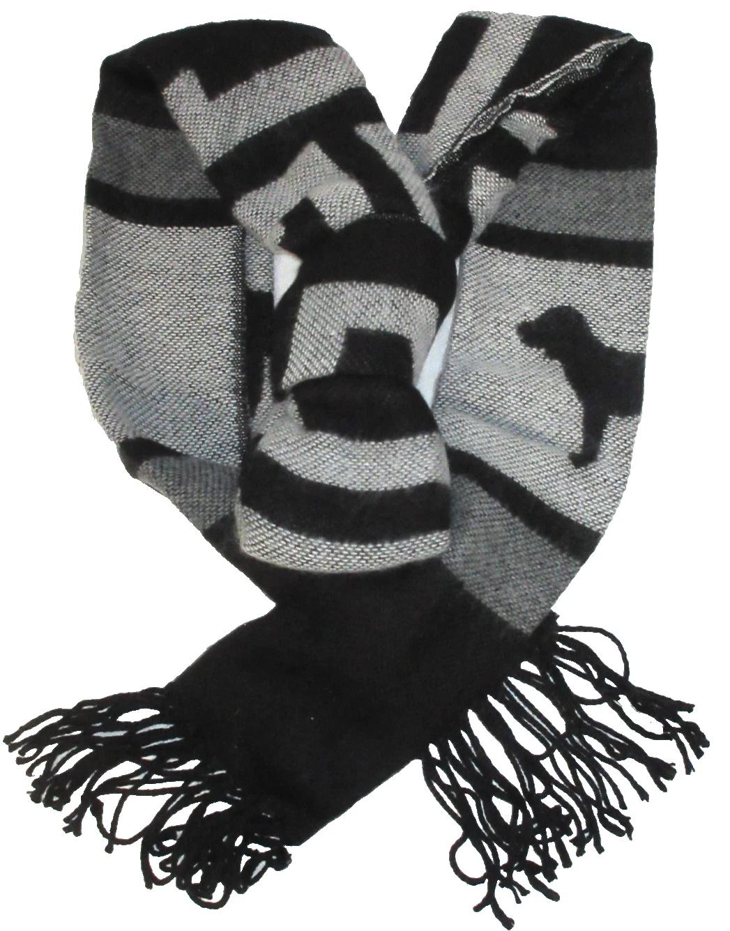 Y2K Victoria’s Secret PINK Scarf Gray Black Fringe Vintage NOS
