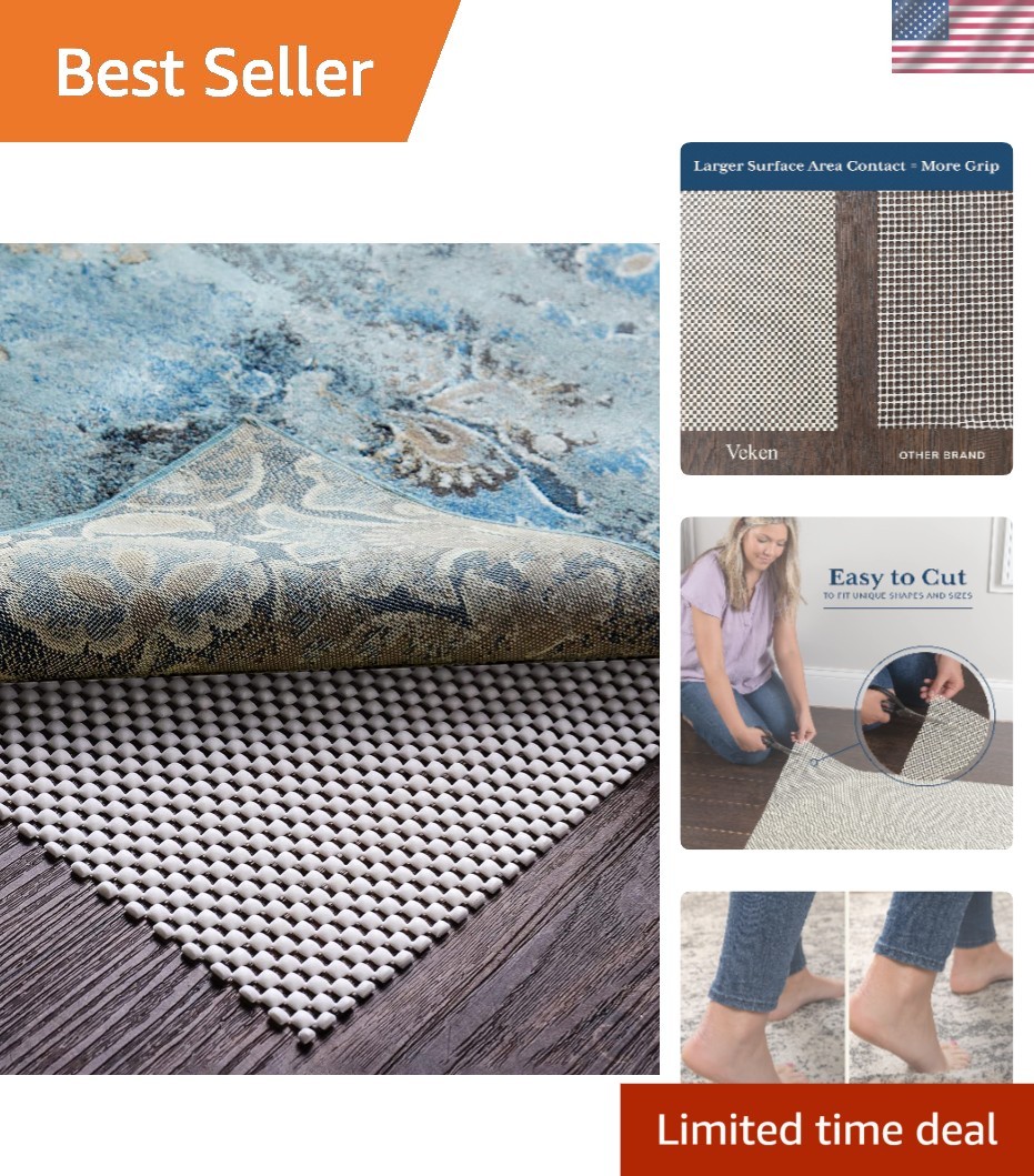 Luxury 5x7 Non-Slip Rug Pad for Hardwood Tile Floors Gripper  