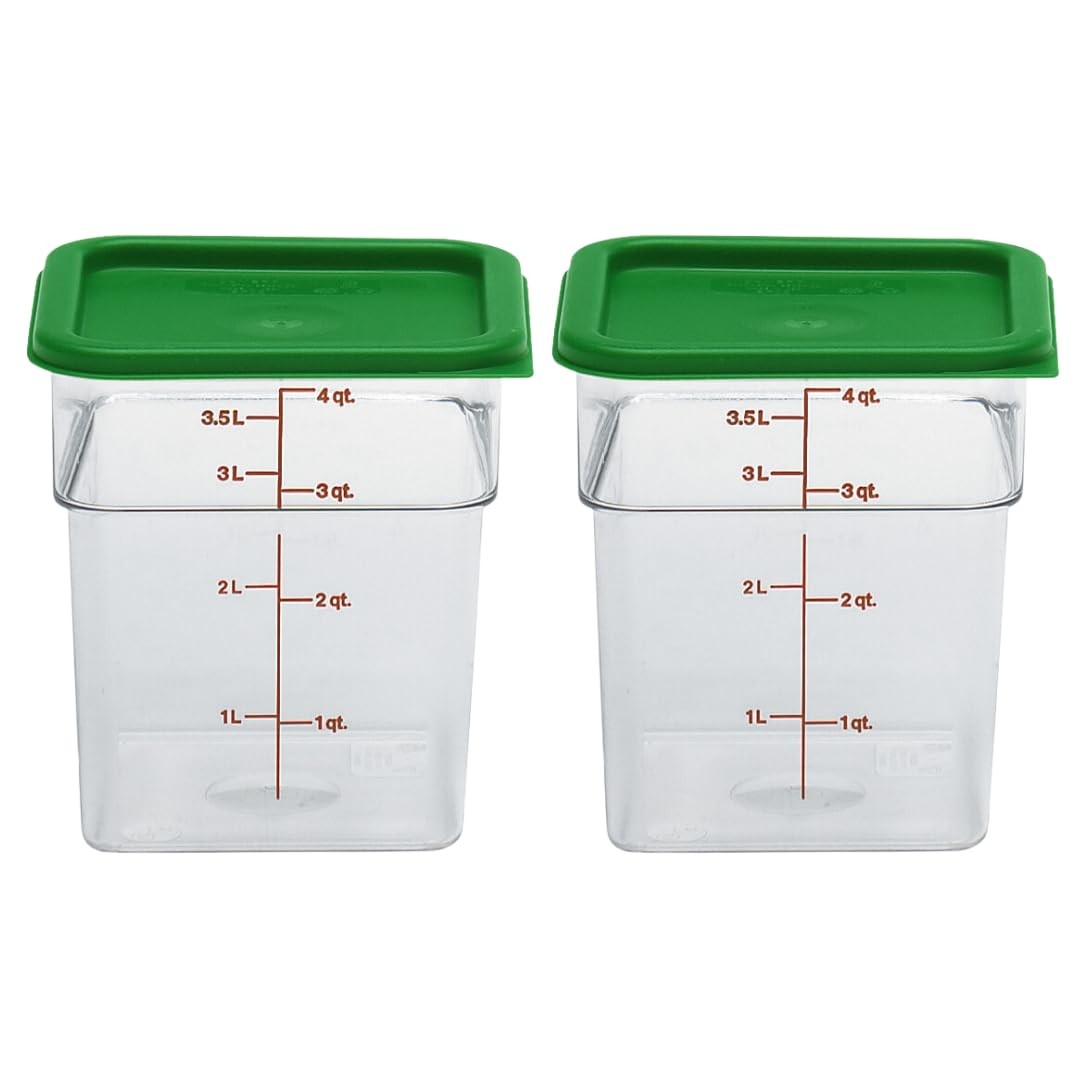 Food Storage Container with Lid (2 Pack) - Classic Series Square with Green L...