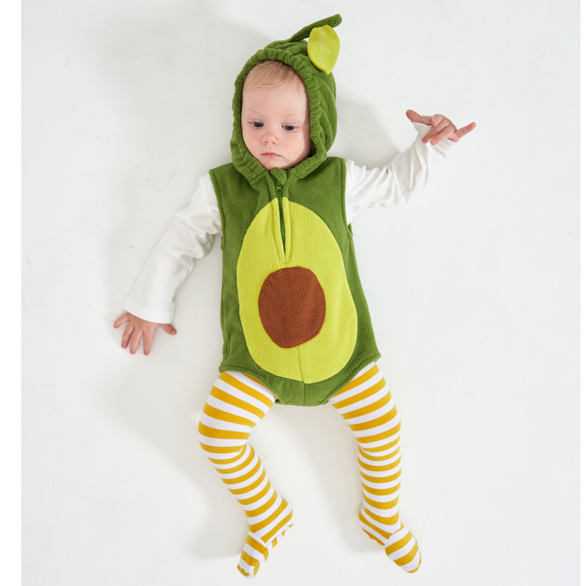 Infant Baby Avocado Costume Romper Hoodie Bodysuit Legging Set