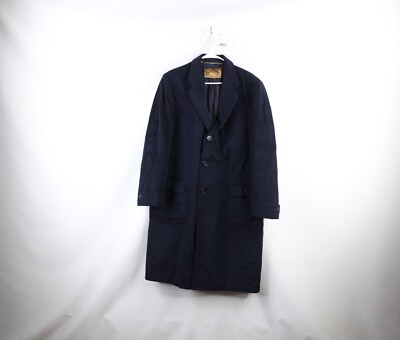 Vtg 50s 60s Rockabilly Mens 44R Distressed Wool Velour Trench