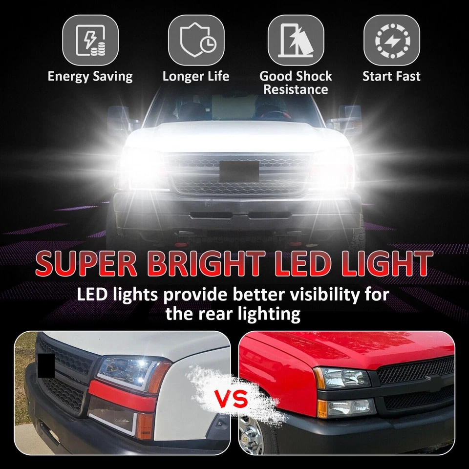 PARA CHEVY SILVERADO AVALANCHE 03-07 LED DRL FAROS PARACHOQUES LÁMPARAS CROMO/NEGRO Foto 3 de 4