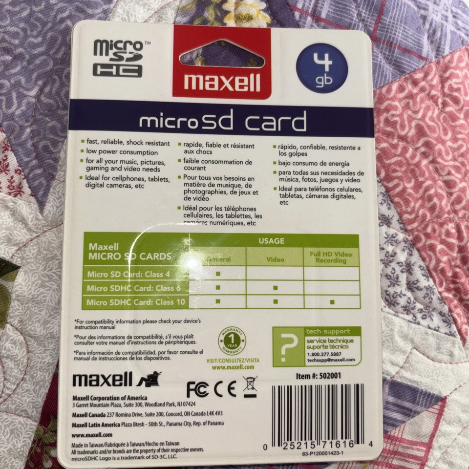 Brand NEW  Sealed Maxell 501001 4GB Class 4 MaxData SDHC Card Memory Card - Image 2 of 2