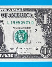 1995 April 27 : L 19950427 D BIRTHDAY Note $1 One Dollar Bill *UNC*