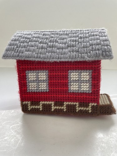 Needlepoint Plastic Canvas Music Box House Cottage Mill Down By Old Mill Stream - Picture 3 of 6