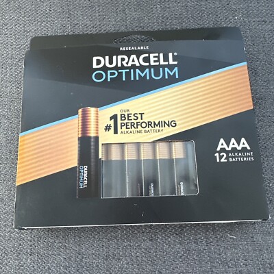 Duracell Optimum AAA Alkaline Batteries 12 Pack - NEW Sealed