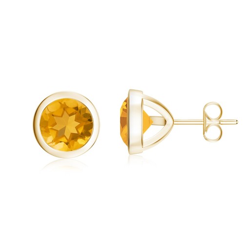 Round Cut Natural Gemstone Stud Earring For Women with Screw Back, Bezel set - Picture 65 of 145