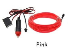 Fil De Néon Couleur Rose Avec Connecteur De Briquet Pour Voiture 1M