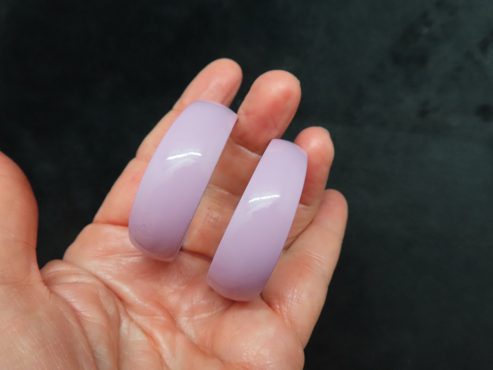 Vintage Wide Purple Metal Hoop Large Earrings Pierced
