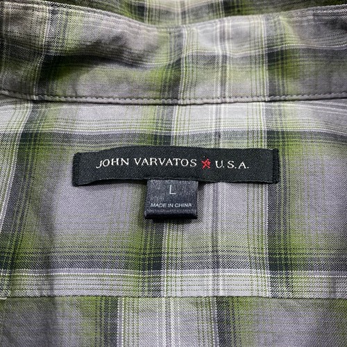 John Varvatos Mens L Long Sleeve Plaid Gray Green Button Front Shirt S90 - Picture 9 of 11