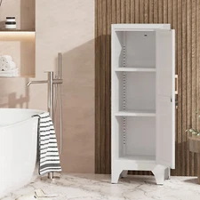 Metal Floor Stand Storage Cabinet Cupboard for Home Kitchen Bathroom 3 Shelves