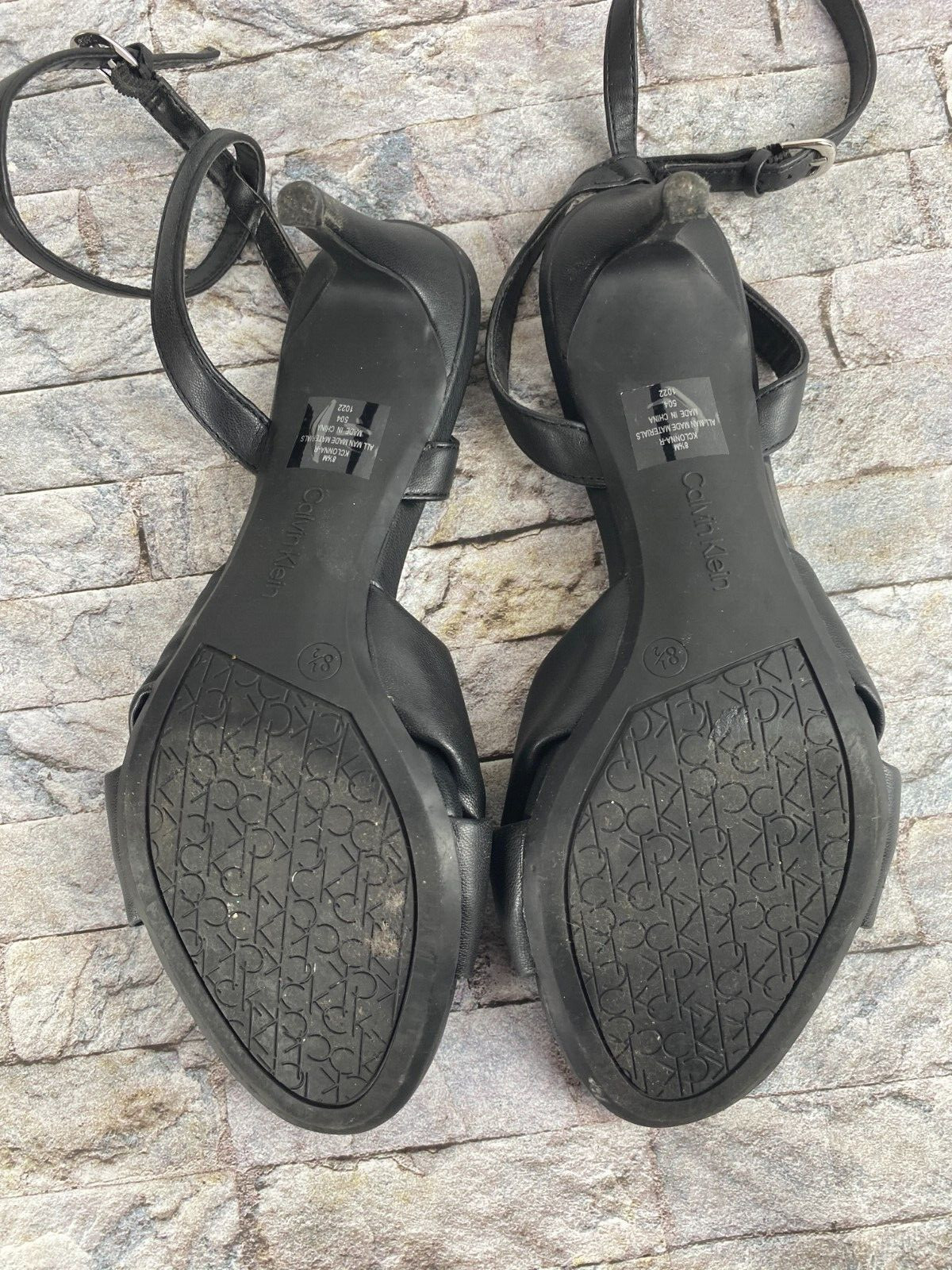 Calvin Klein Women's Sz 8.5 Black Round Toe High Heels With Ankle Straps thumbnail 8