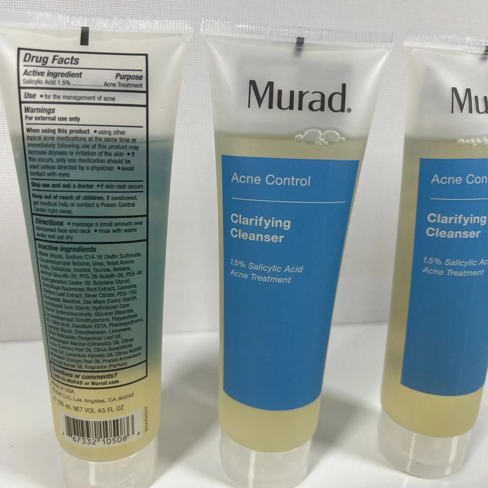 Murad Limpiador Clarificante Tratamiento Control del Acné Cara/Cuello 4.5 fl oz Lote de (3x) Foto 2 de 2