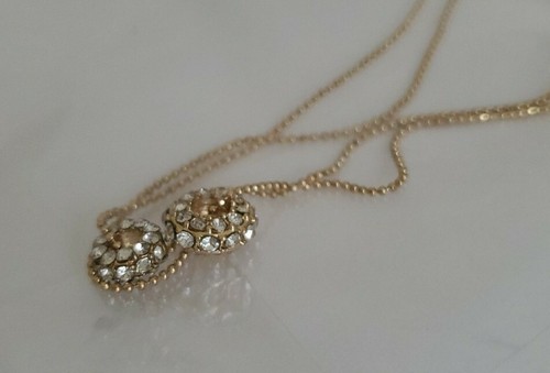 Rhinestone Earrings & Pave' Rhinestone Disc Necklace Set - Picture 4 of 5