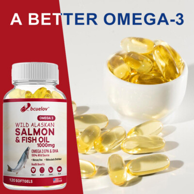 Omega 3 Fish Oil Capsules 1000mg EPA & DHA, Highest Potency 120capsuels