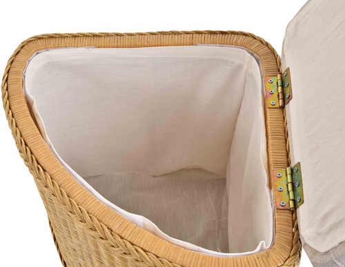 Wäschekorb Rattan mit Deckel Ecke Wäschetruhe gepolstert Wäschesammler Eckform - Bild 7 von 8